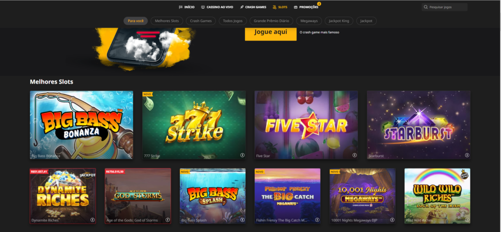 Seção de Jogos de Caça-Níqueis - Betfair Casino 