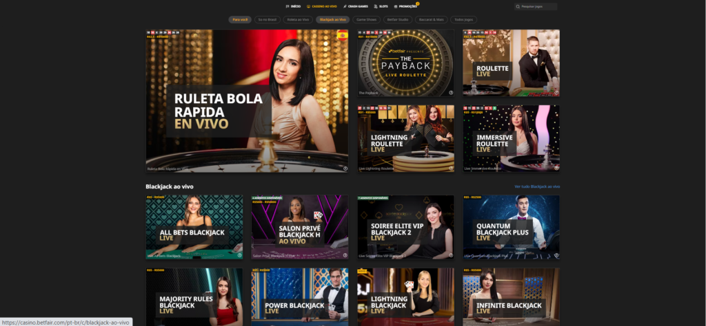 Seção de Jogos de Mesa - Betfair Casino