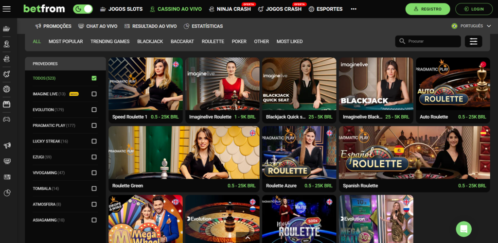 Seção de Cassino ao Vivo - Betfrom Casino