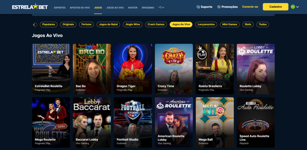 Seção de Cassino ao Vivo - EstrelaBet Casino