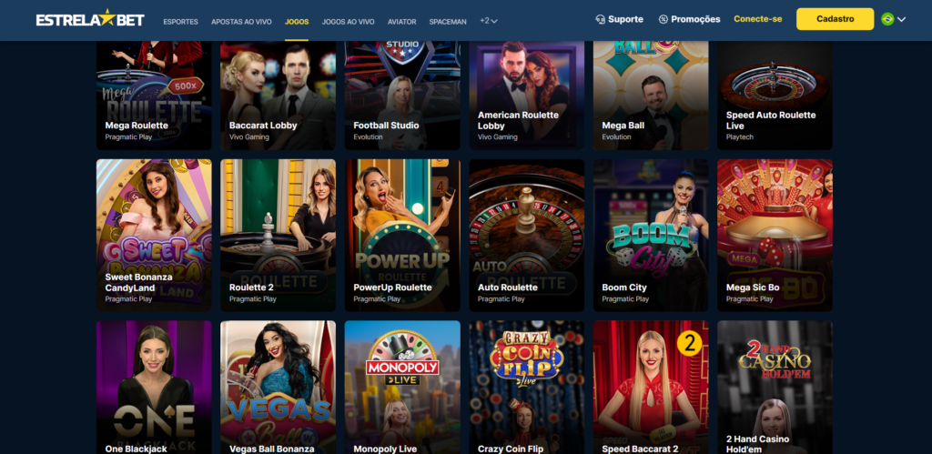 Seção de Jogos de Mesa - EstrelaBet Casino