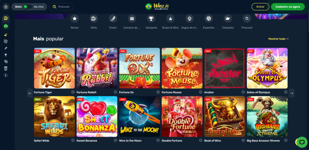 Seção de Jogos de Caça-Níqueis - Winz Casino