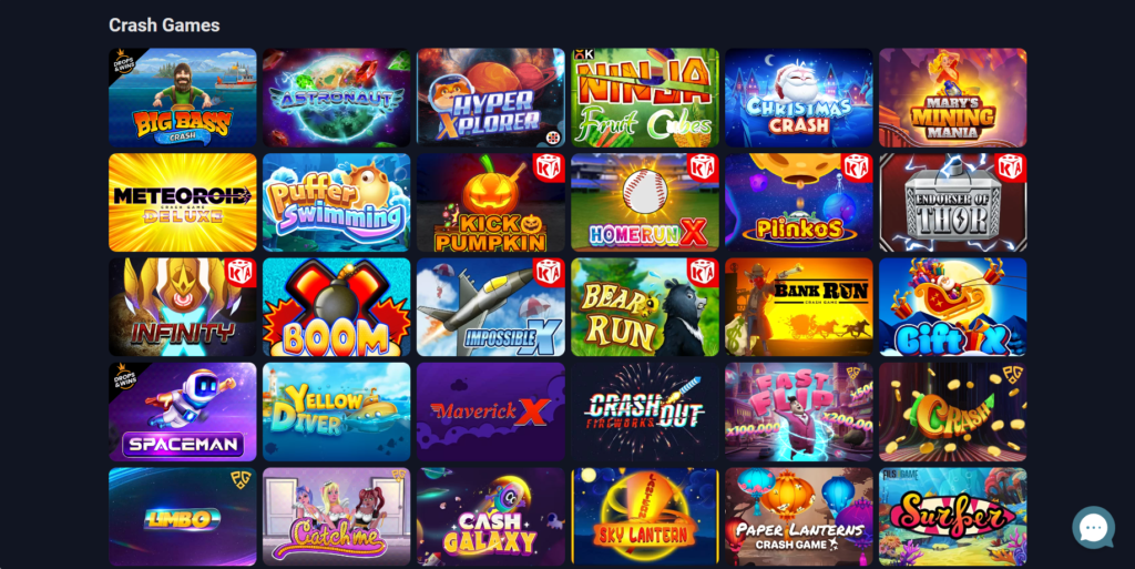 Seção de Crash Games - Bettogoal Casino