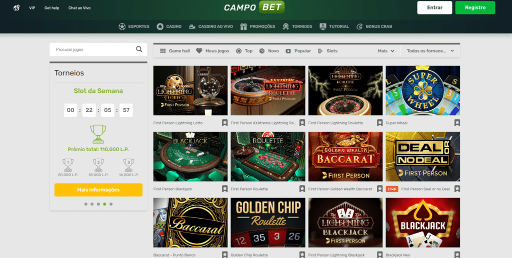 Seção de Jogos de Mesa - CampoBet Casino