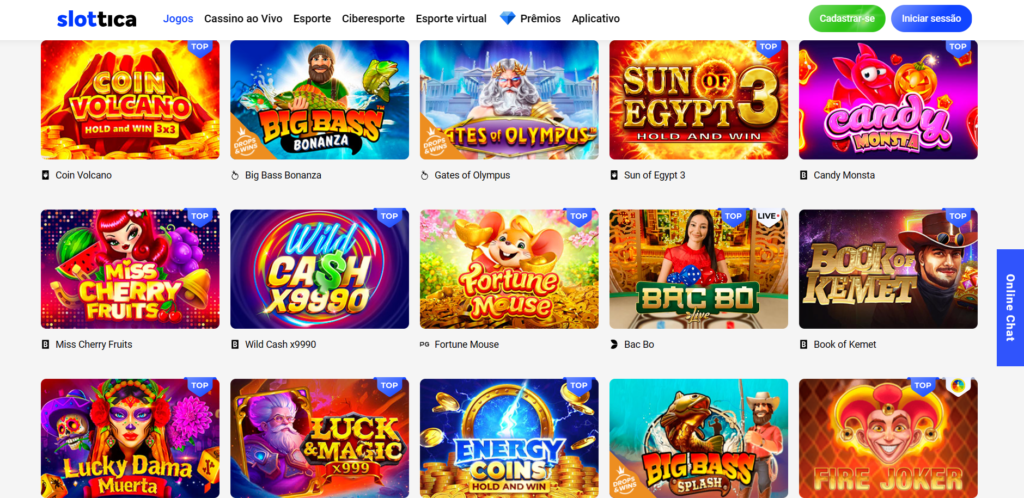 Seção de Jogos de Caça-Níqueis - Slottica Casino