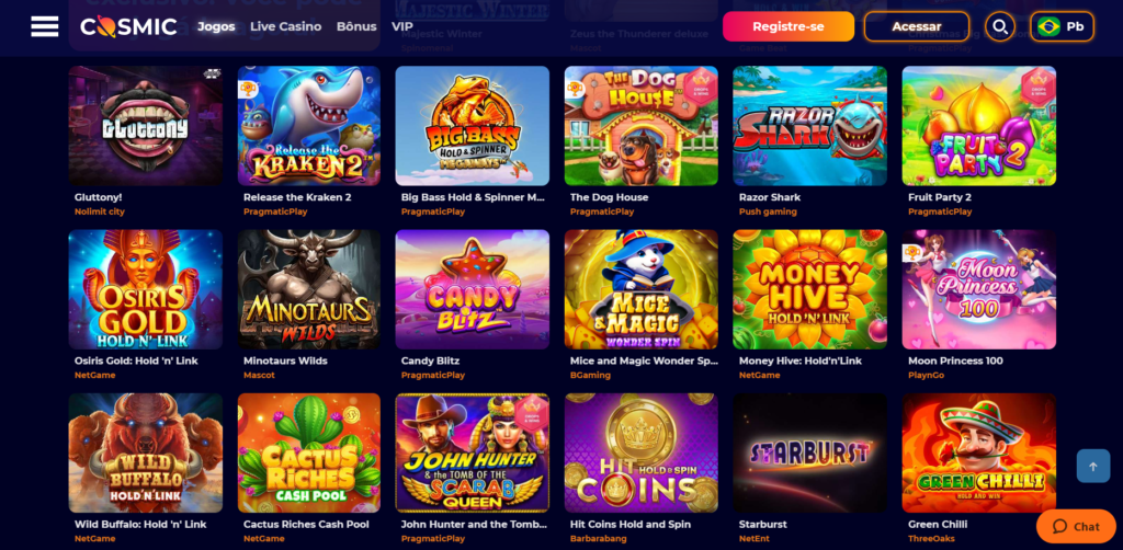 Seção de Jogos de Caça-Níqueis - CosmicSlot Casino