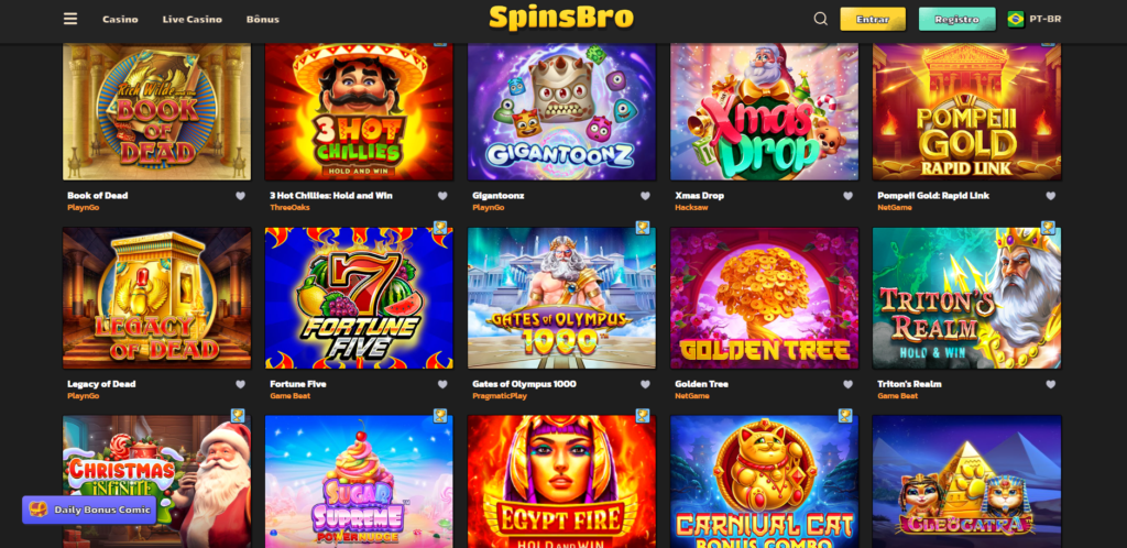 Seção de Jogos de Caça-Níqueis - SpinsBro Casino