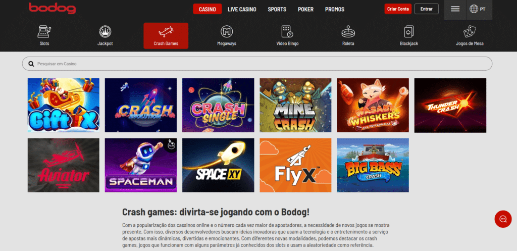 Seção de Jogos Crash - Bodog Casino