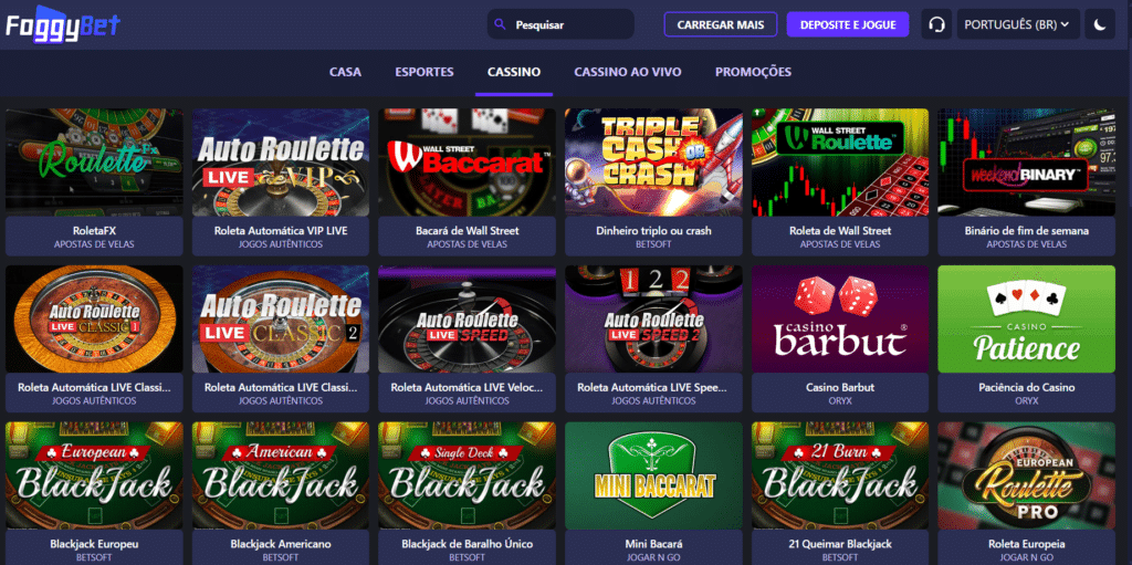 Seção de Jogos de Mesa - FoggyBet Casino