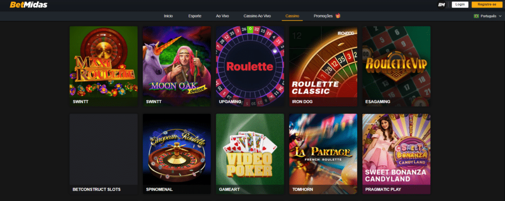 Seção de Jogos de Mesa - Betmidas Casino