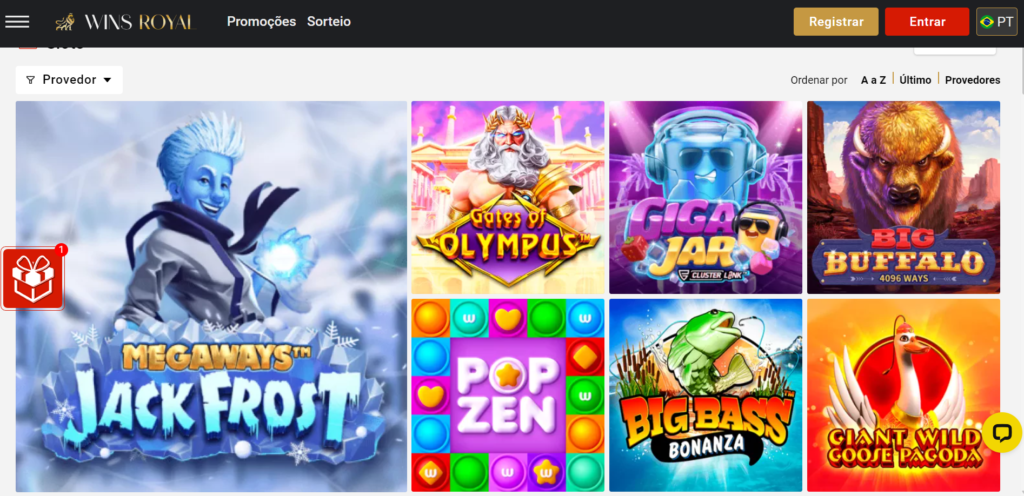 Seção de Jogos de Slots - Wins Royal Casino