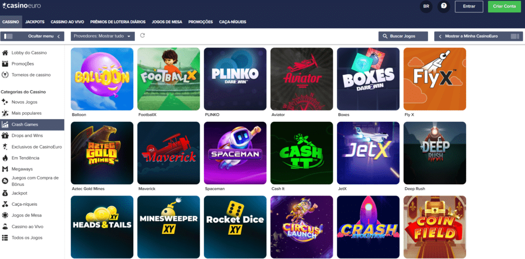 Seção de Jogos Crash - CasinoEuro 