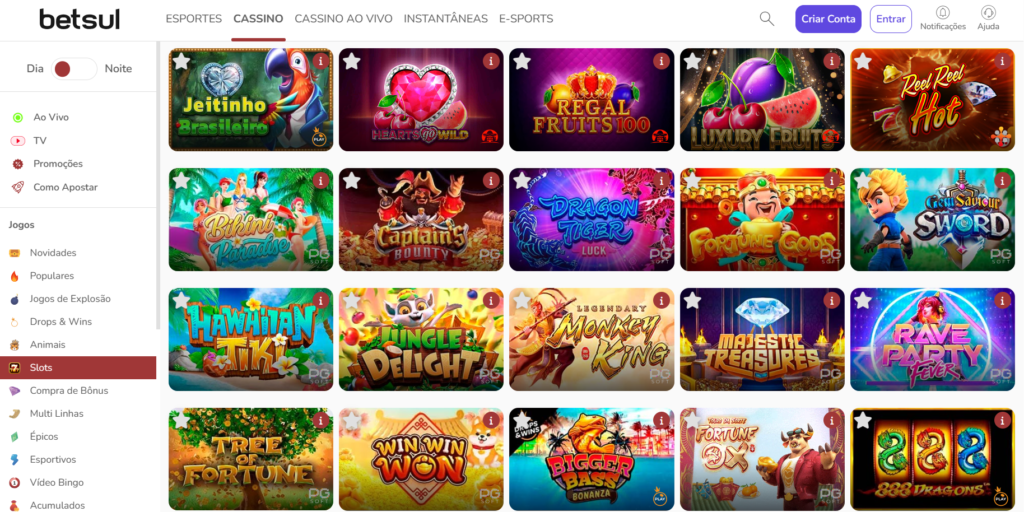 Seção de Jogos de Slots - Betsul Casino