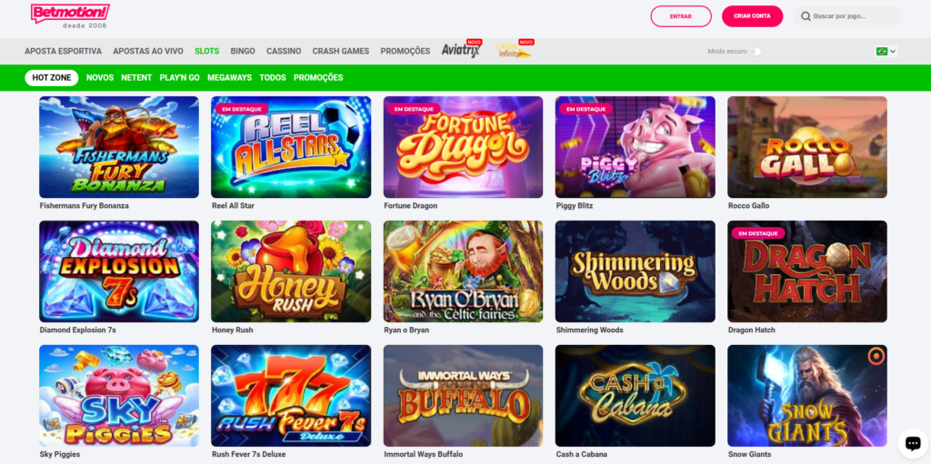 Seção de Jogos de Caça-Níqueis - Betmotion Casino