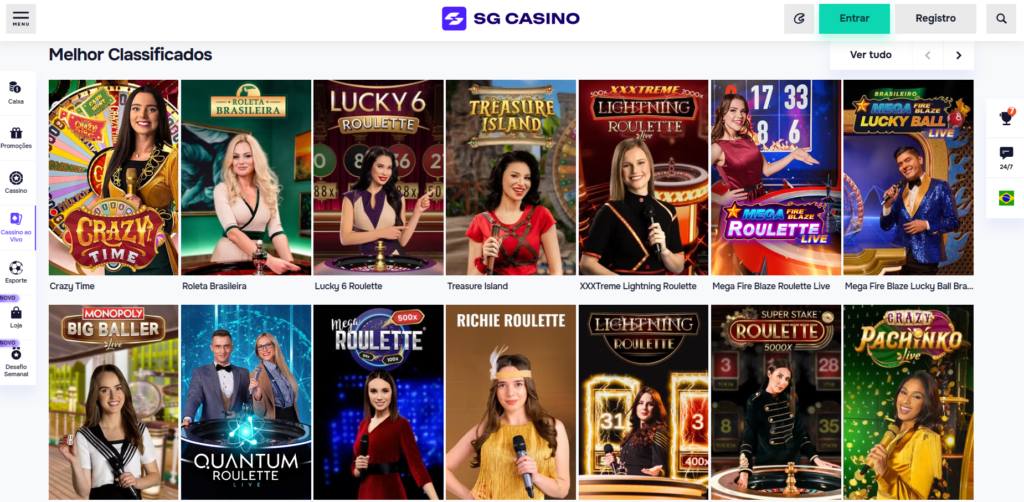 Seção de Cassino ao Vivo - SG Casino