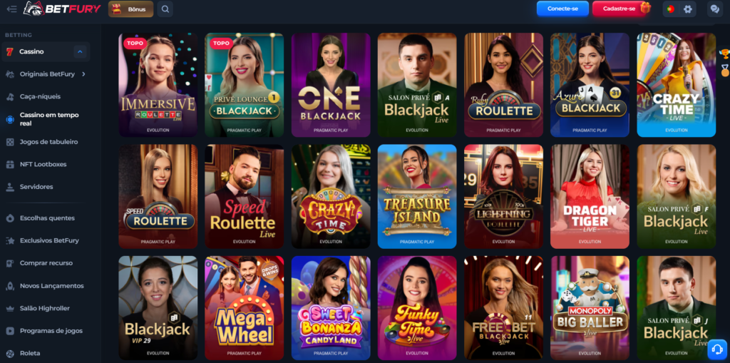 Seção de Cassino ao Vivo - BetFury Casino