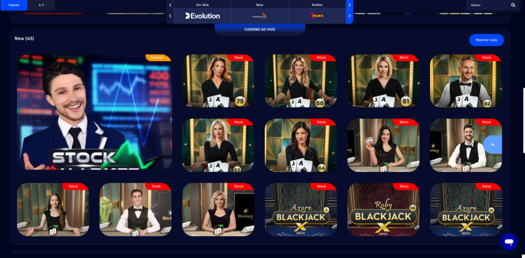 Seção de Cassino ao Vivo - Headsbet Casino