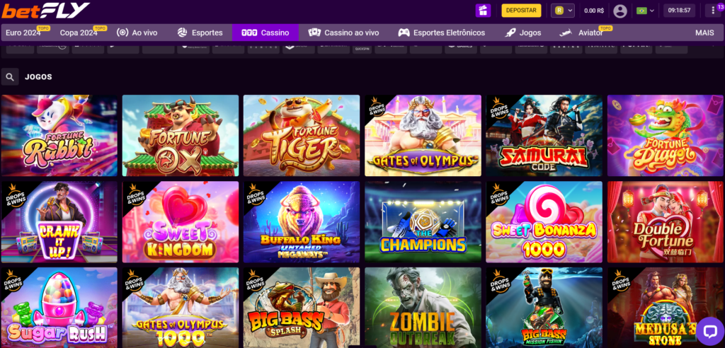 Seção de Jogos de Caça-Níqueis - BetFly Casino