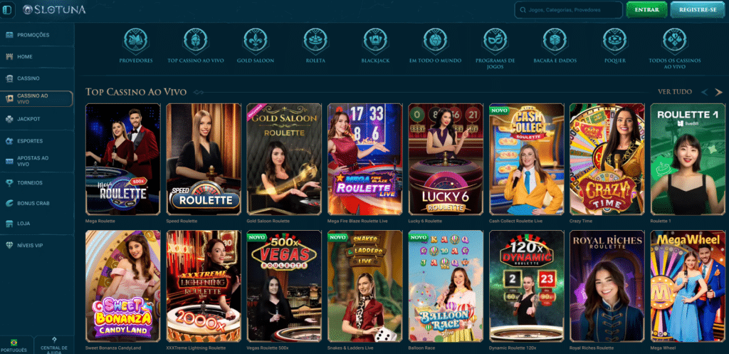 Seção de Cassino ao Vivo - Slotuna Casino