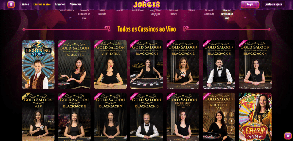 Seção de Cassino ao Vivo - Joker8 Casino