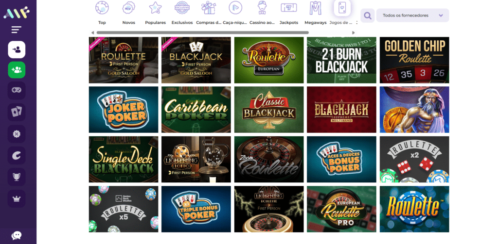 Seção de Jogos de Mesa - Alf Casino