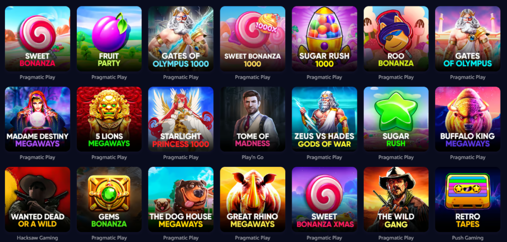 Seção de Jogos de Caça-Níqueis - Roobet Casino