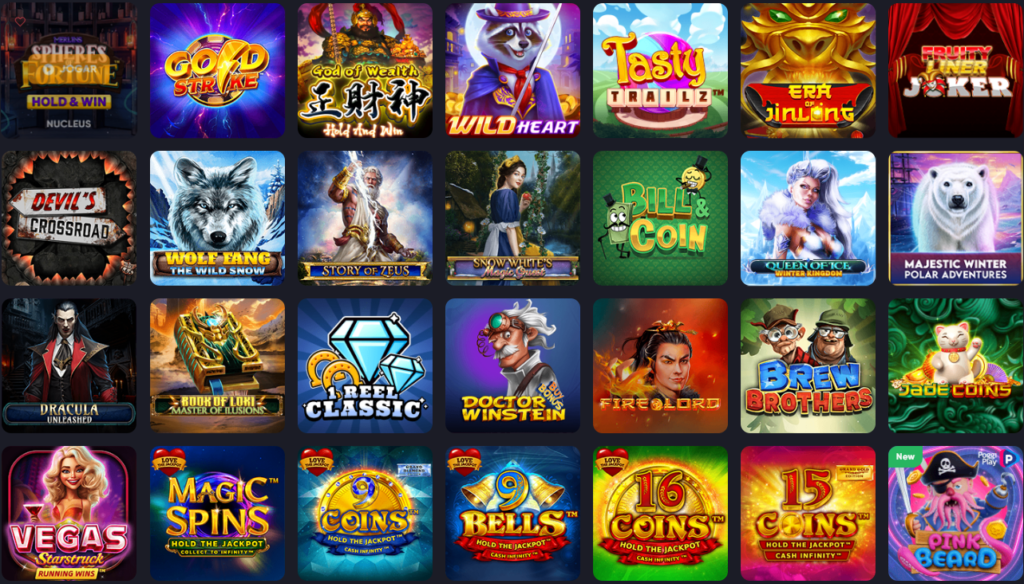 Seção de Jogos de Caça-Níqueis - Spinarium Casino