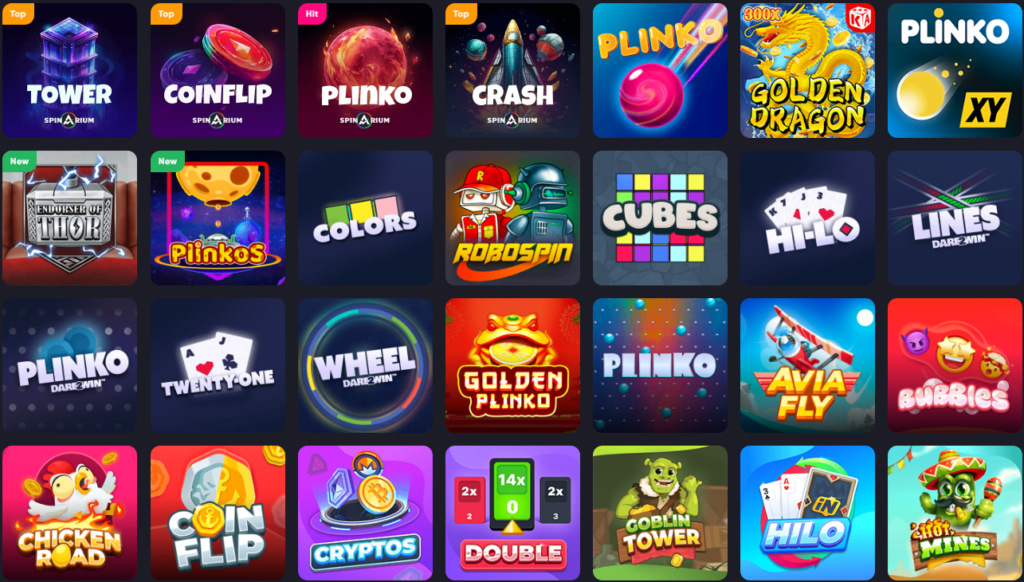 Seção de Jogos Crash - Spinarium Casino