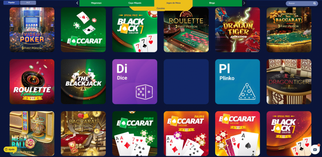 Seção de Jogos de Mesa - in2BET Casino