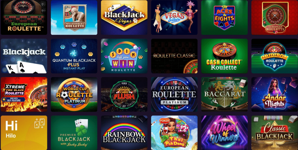 Seção de Jogos de Mesa - Hitme Casino