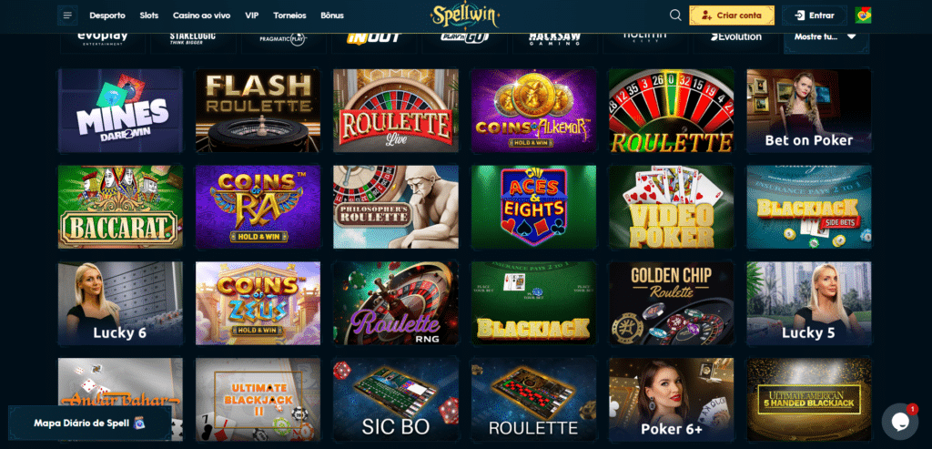 Seção de Jogos de Mesa - SpellWin Casino