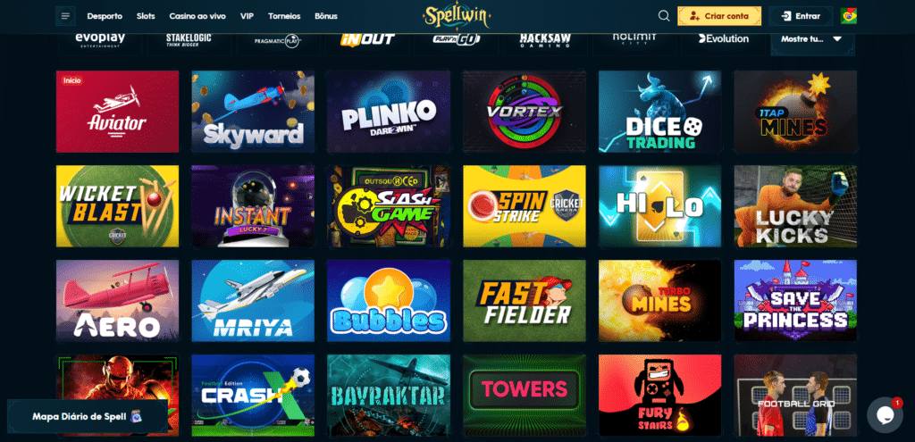 Seção de Jogos Crash - SpellWin Casino