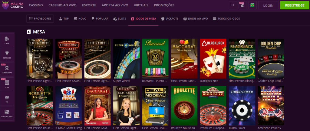 Malina Casino – Seção de Jogos de Mesa