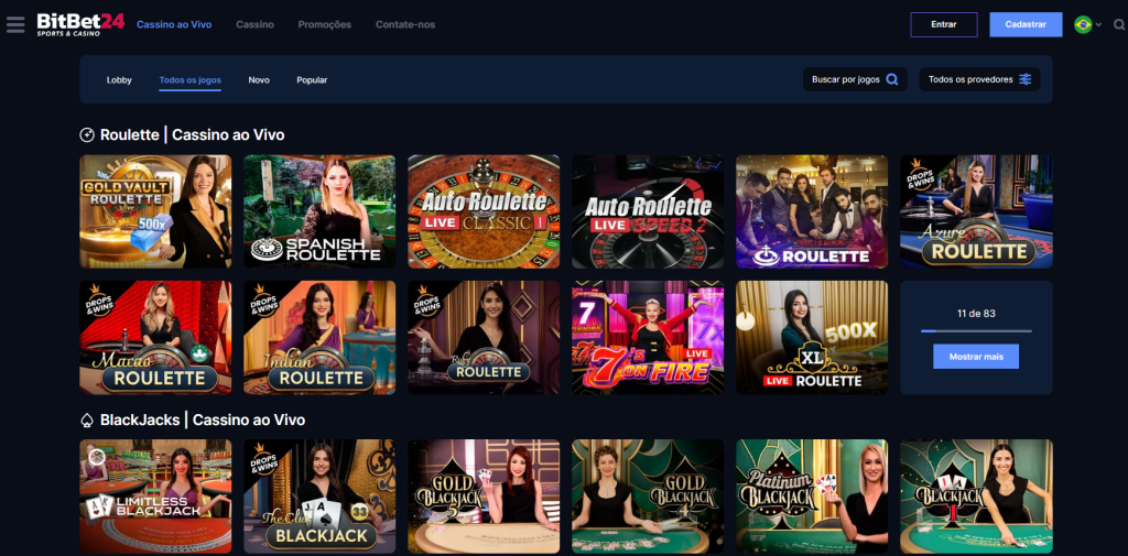 BitBet24 Casino – Seção de Cassino ao Vivo