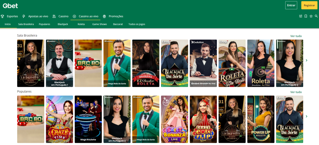 Qbet Casino – Seção de Cassino ao Vivo