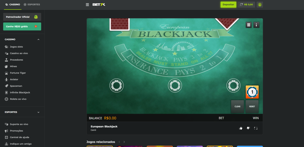 Bet7k Casino – European Blackjack