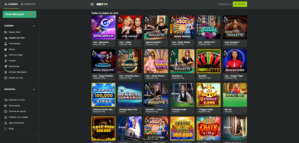 Bet7k Casino – Seção de Cassino ao Vivo