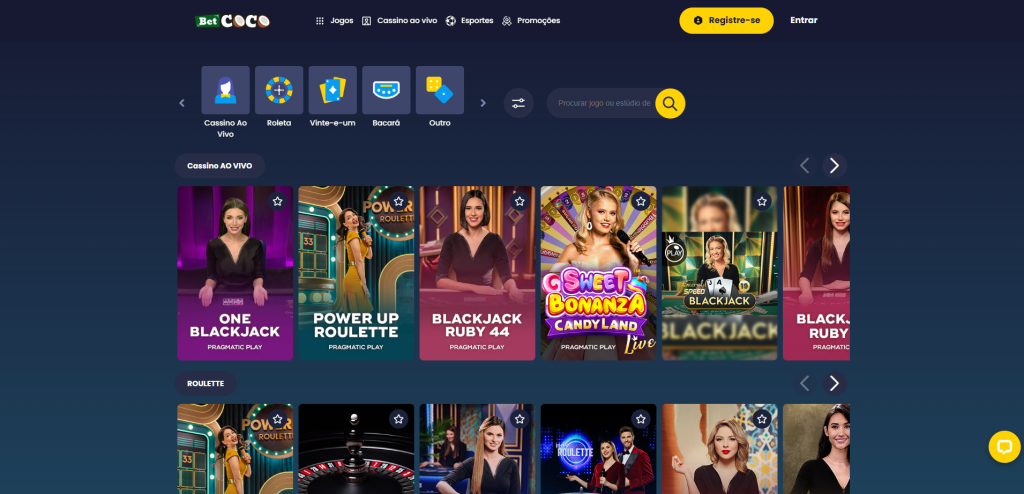 Betcoco Casino – Seção de Casino ao VIvo