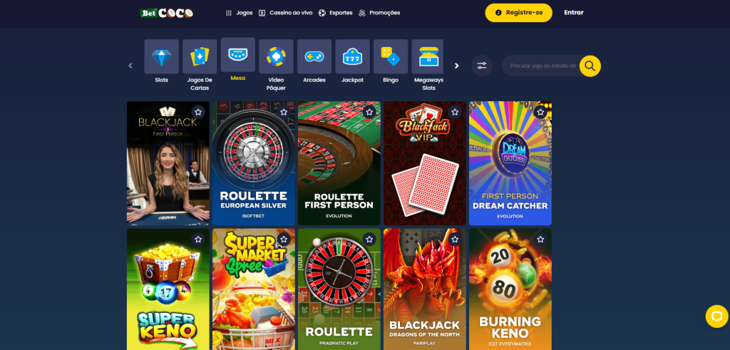 Betcoco Casino – Seção de Jogos de Mesa